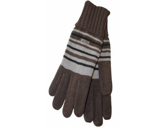 Gebreide Dames Handschoen met boord gestreept