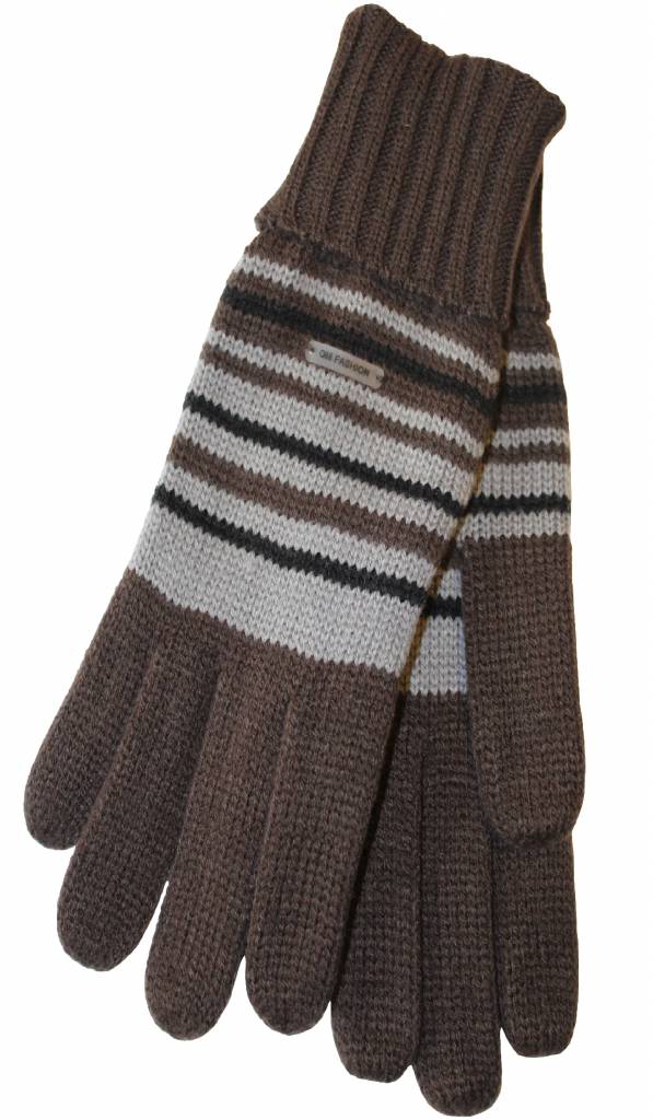 Gebreide Dames Handschoen met boord gestreept