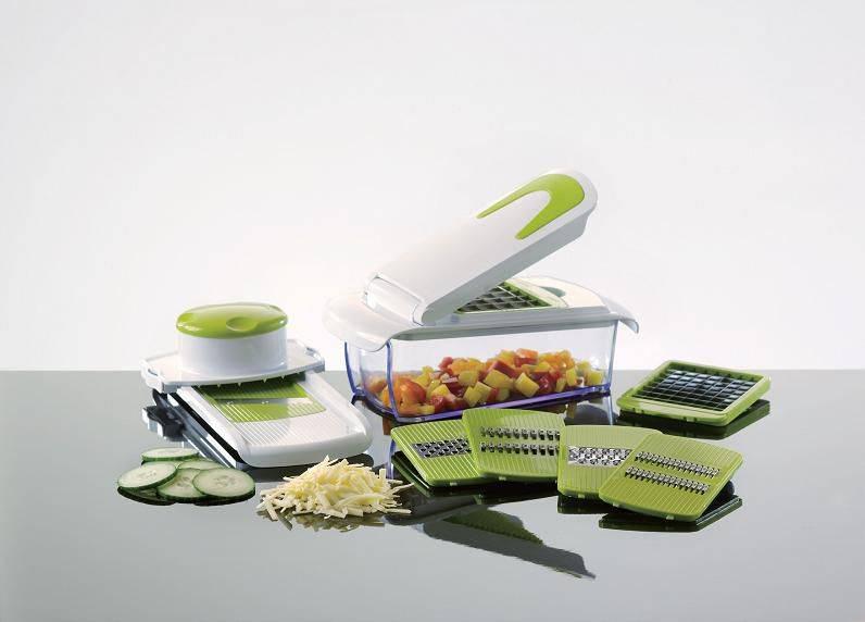 Alles in één hakker & mandoline schaaf Alles in één hakker & mandoline schaaf