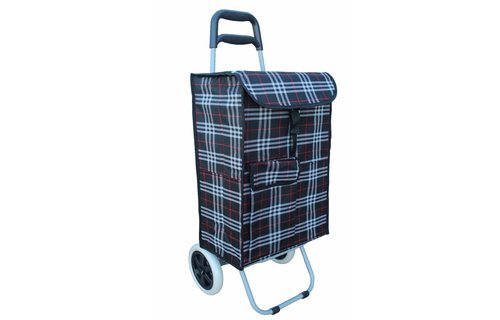 Boodschappentrolley 40 L. Zwart / Rood geruit