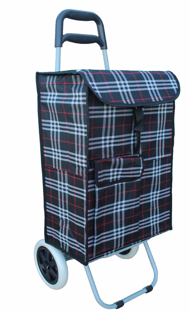 Boodschappentrolley 40 L. Zwart / Rood geruit