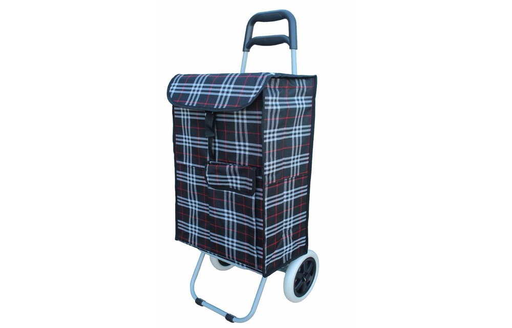 Boodschappentrolley 40 L. Zwart / Rood geruit Boodschappentrolley 40 L. Zwart / Rood geruit