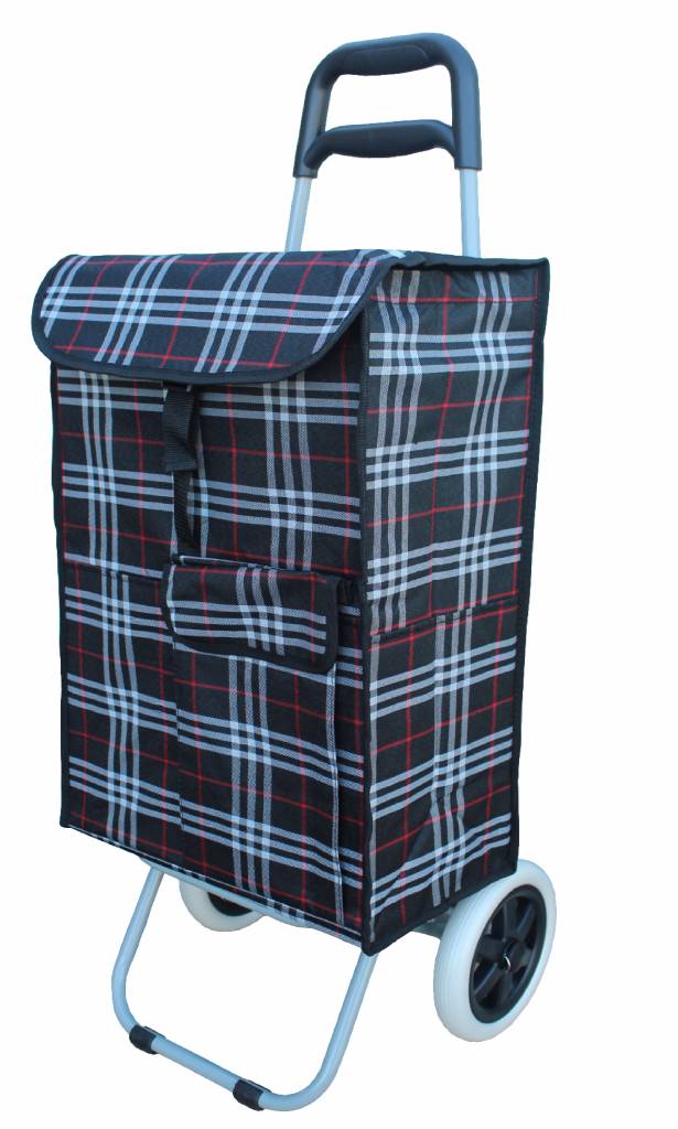 Boodschappentrolley 40 L. Zwart / Rood geruit