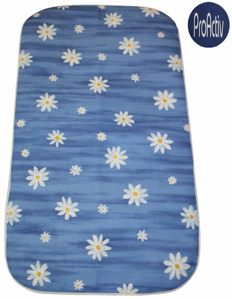 Strijkdeken ProActiv Blauw / witte bloem 120 X 70 cm.