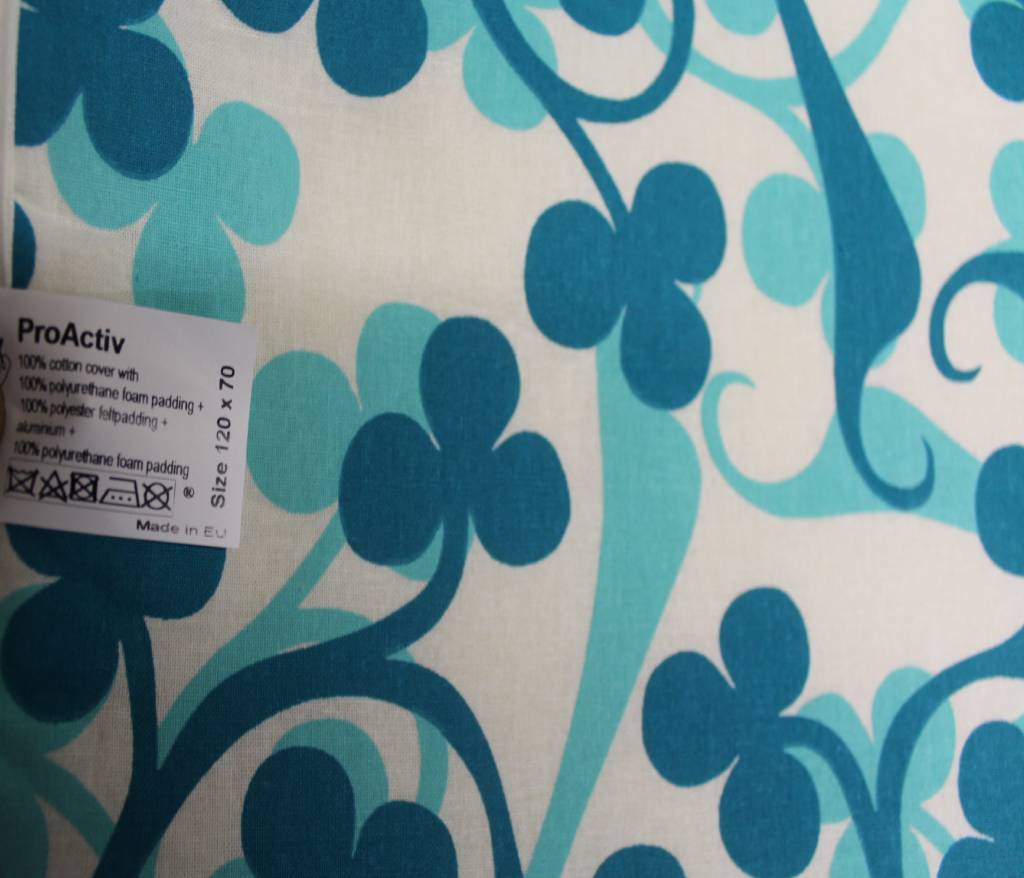 Strijkdeken ProActiv Blauw/groen klaverblad 120 X 70 cm. Strijkdeken ProActiv Blauw/groen klaverblad 120 X 70 cm.