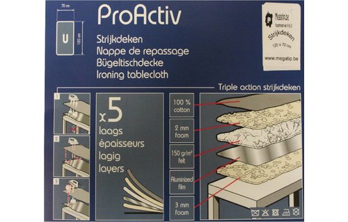 Strijkdeken ProActiv wit / mauve vierkant 120 X 70 cm.
