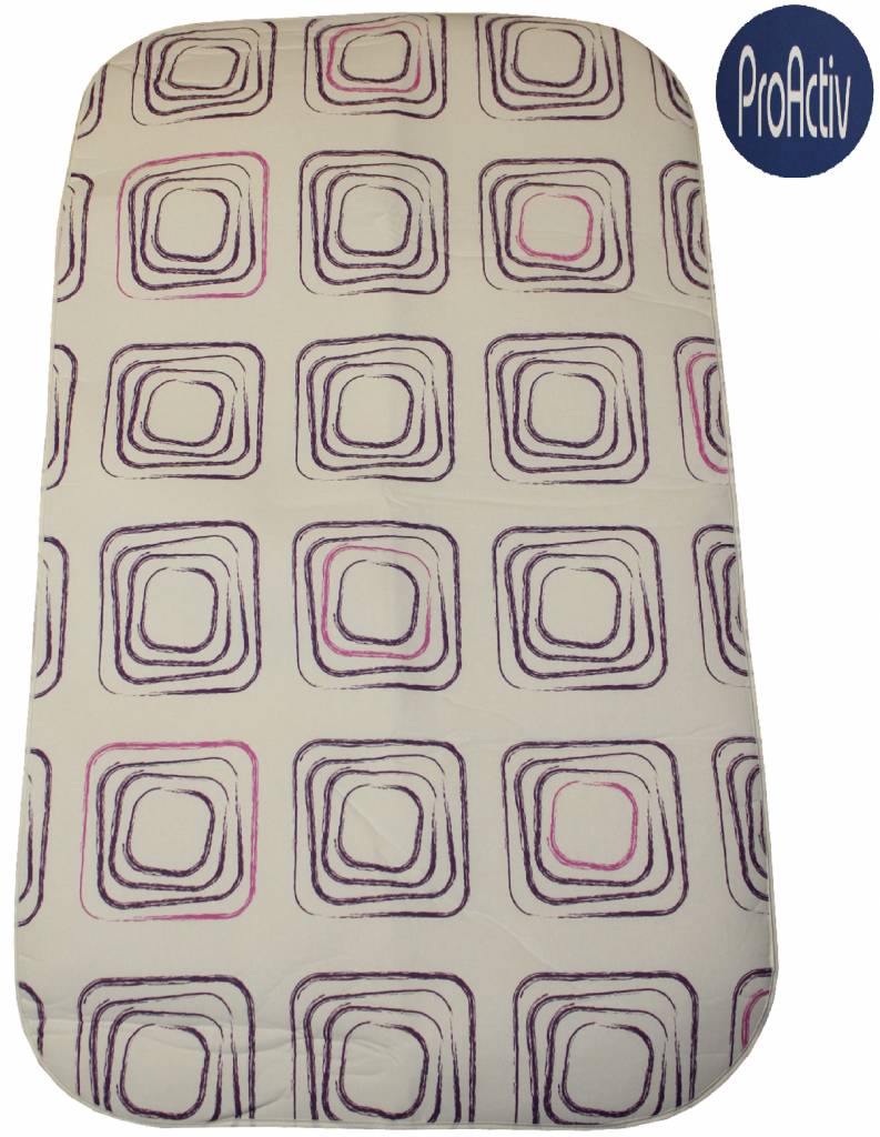 Strijkdeken ProActiv wit / mauve vierkant 120 X 70 cm.