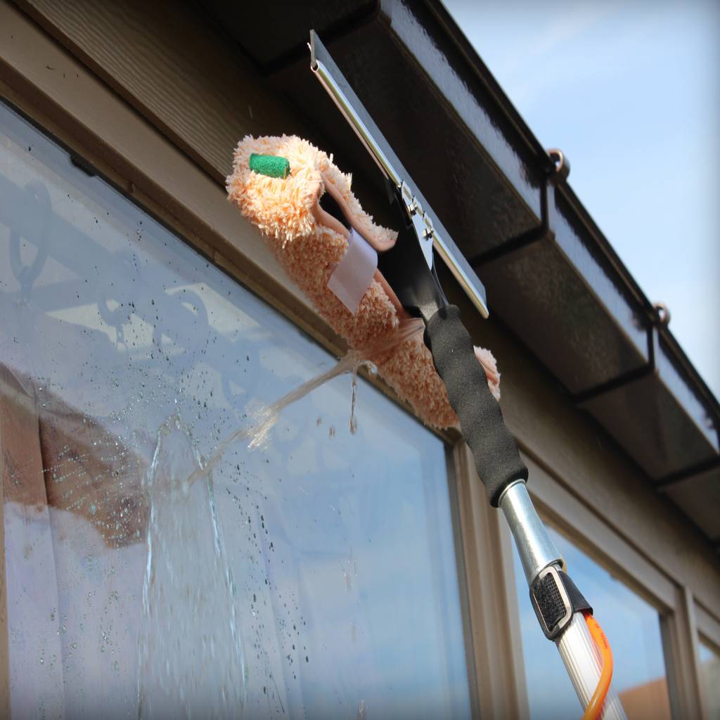 Telescoopsteel + Combi Raamwasser set Inox waterdoorlatend 40 cm.