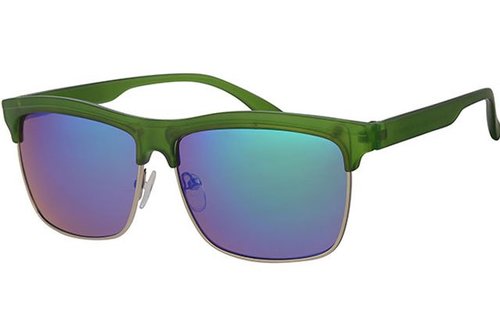 Clubmaster zonnebril groen met spiegelglas