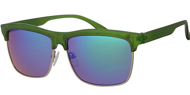 Clubmaster zonnebril groen met spiegelglas