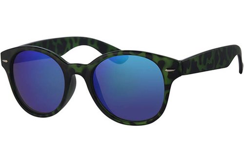 Zonnebril camouflage green met ronde spiegelglazen