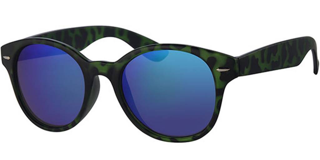 Zonnebril camouflage green met ronde spiegelglazen