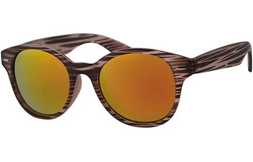 Zonnebril camouflage wood met ronde spiegelglazen