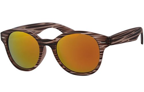 Zonnebril camouflage wood met ronde spiegelglazen