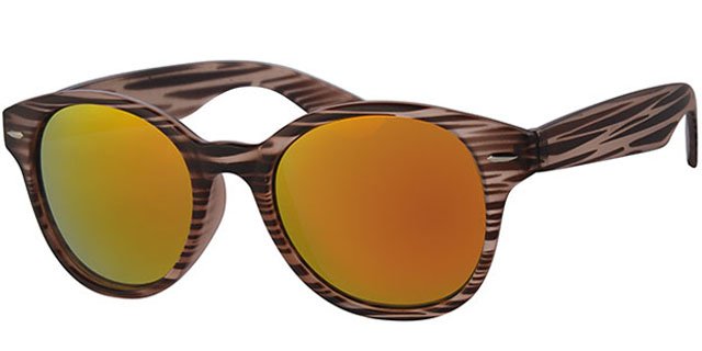 Zonnebril camouflage wood met ronde spiegelglazen