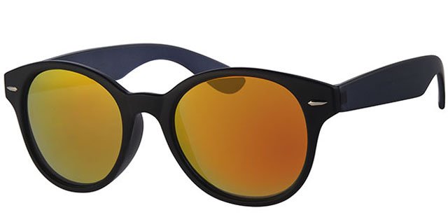 Zonnebril clubmaster Black/grey met ronde spiegelglazen