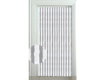 Vliegengordijn kattenstaart 90x220 cm. Wit/Grijs