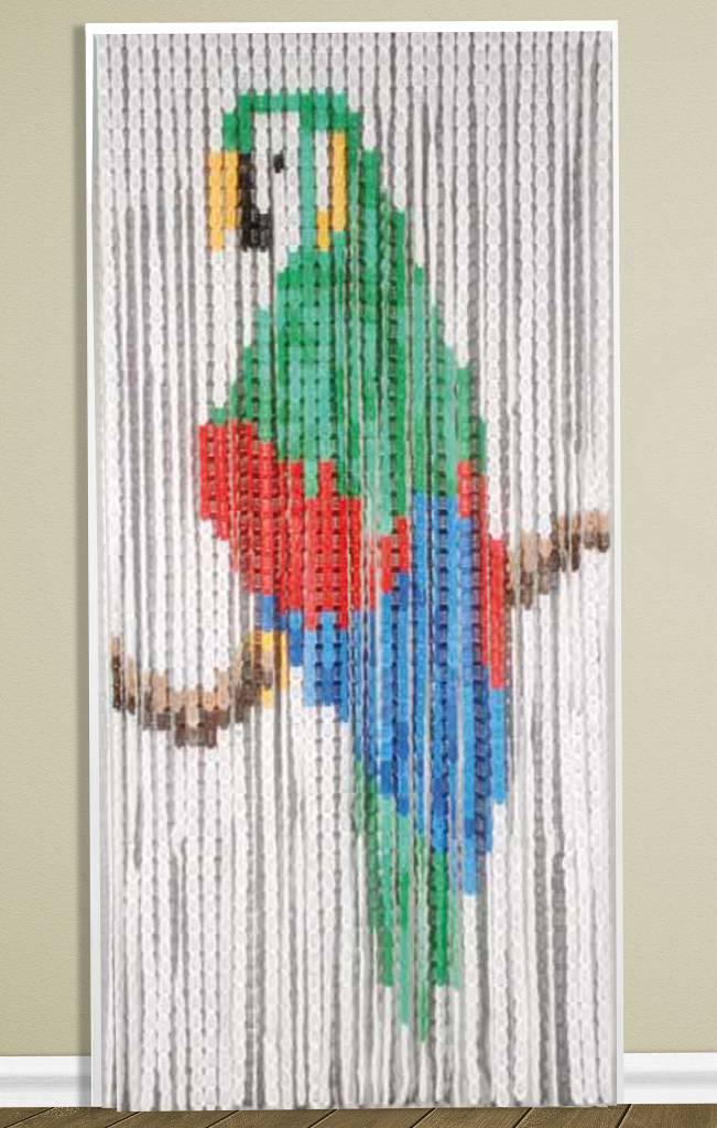 Vliegengordijn 90 x 200 cm. PVC Papegaai