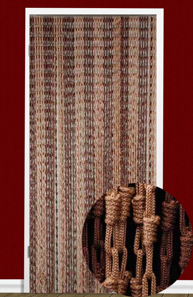 Vliegengordijn Knopen Bruin 90X200 cm. Vliegengordijn Knopen Bruin 90X200 cm.