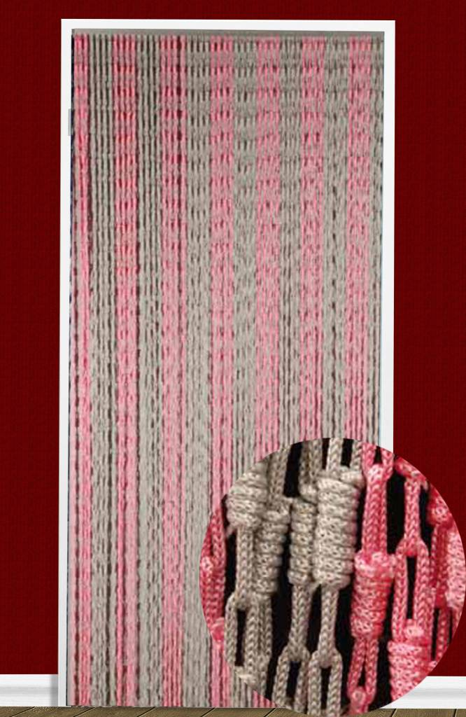 Vliegengordijn Knopen Grijs/roze 90X200 cm.