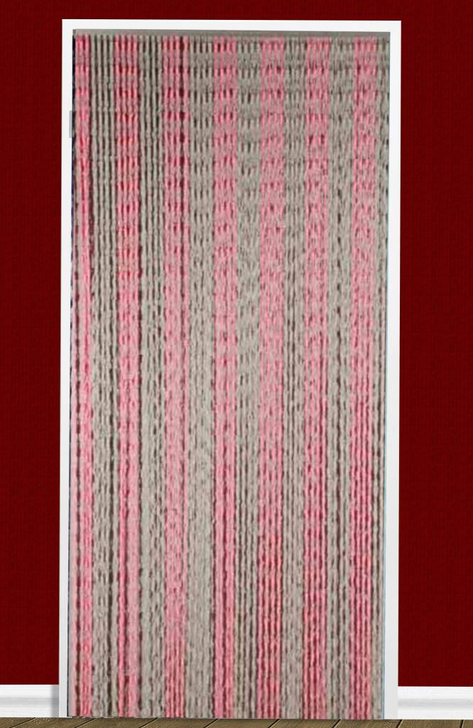 Vliegengordijn Knopen Grijs/roze 90X200 cm.