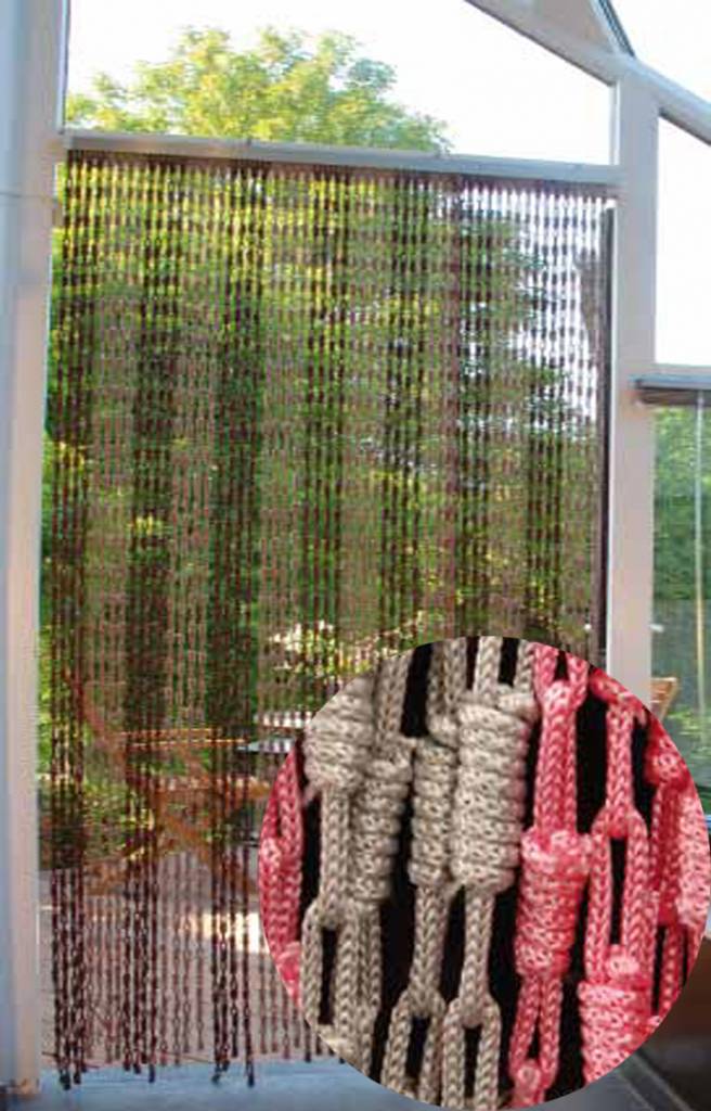 Vliegengordijn Knopen Grijs/roze 90X200 cm.