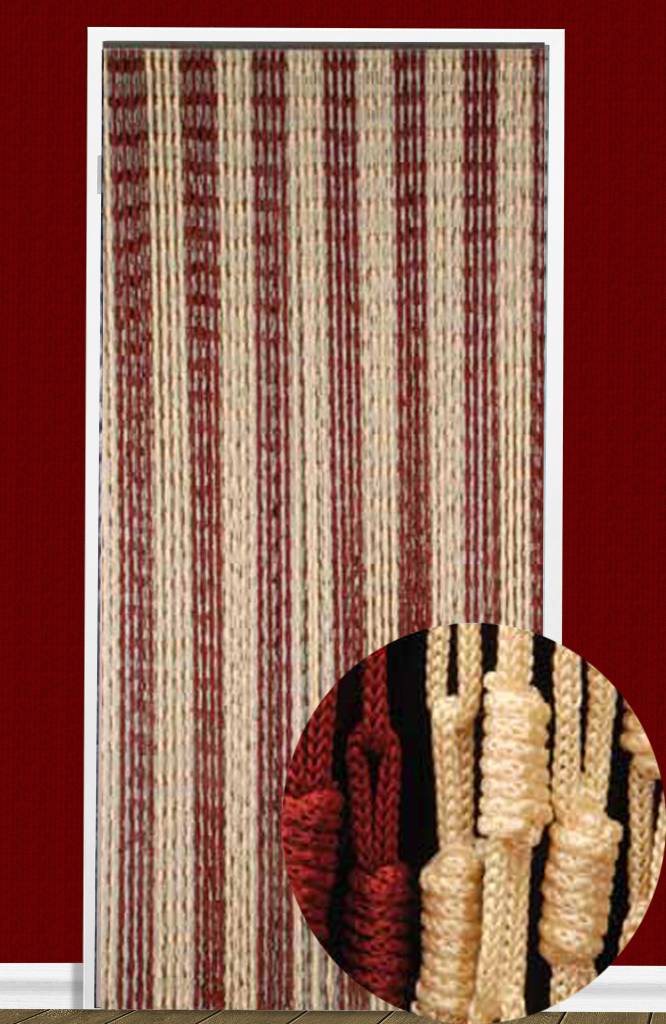 Vliegengordijn Knopen Bordeaux/beige 90X200 cm.