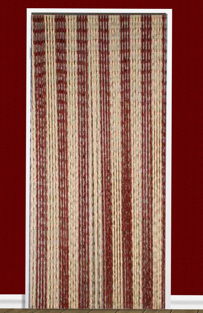 Vliegengordijn Knopen Bordeaux/beige 90X200 cm.