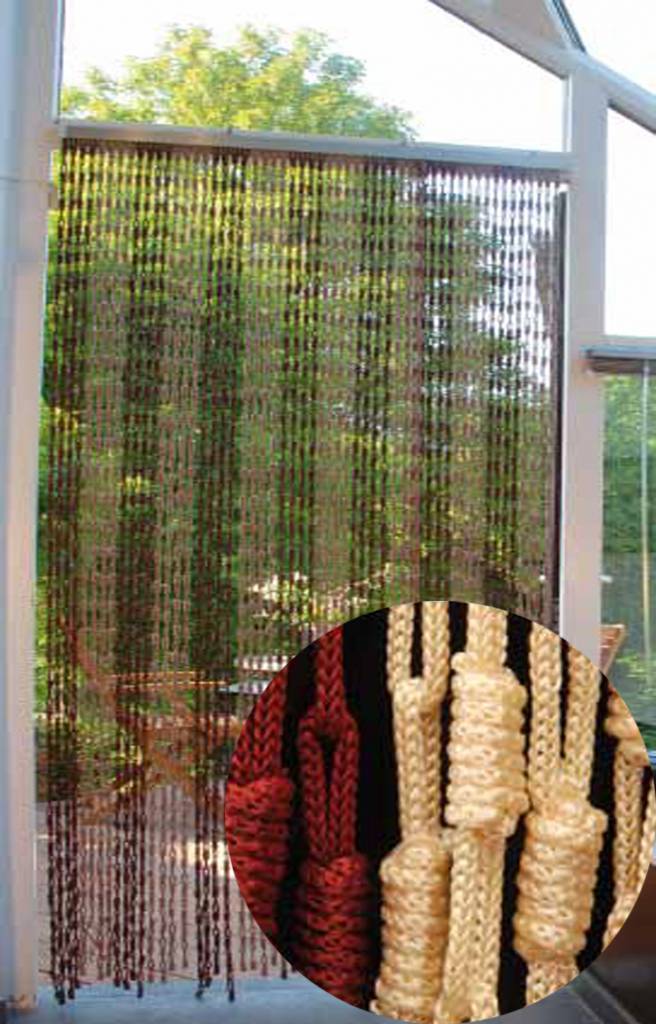 Vliegengordijn Knopen Bordeaux/beige 90X200 cm.