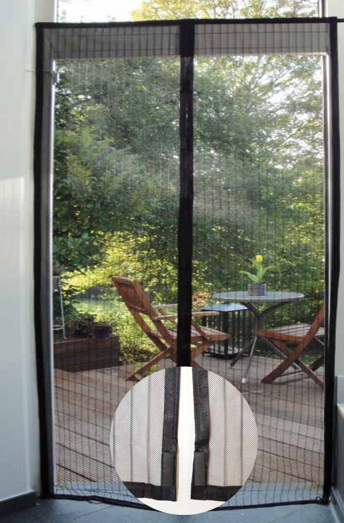 Vliegengordijn / Hordeur met magneten 100x215 cm. Zwart