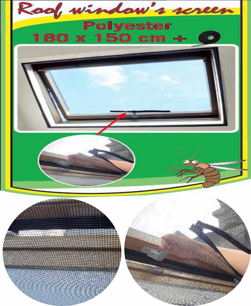 Vliegengaas voor dakvensters 150x180 cm. Zwart