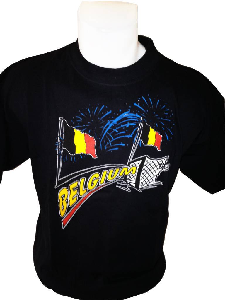 T-shirt Belgium 2vlag (zwart) T-shirt Belgium 2vlag (zwart)