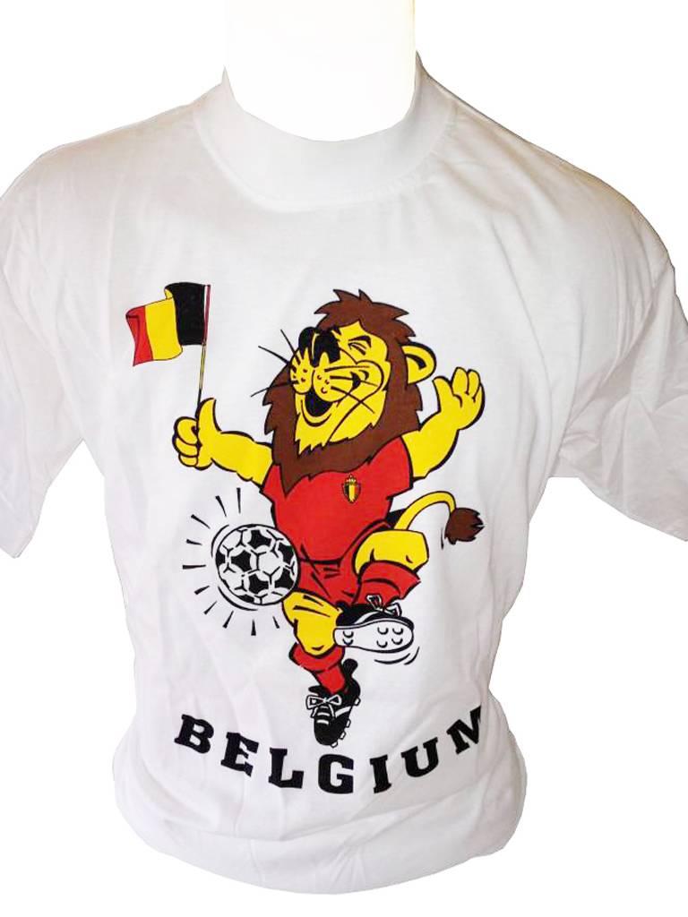 T-shirt Belgium Leeuw-vlag (Wit)