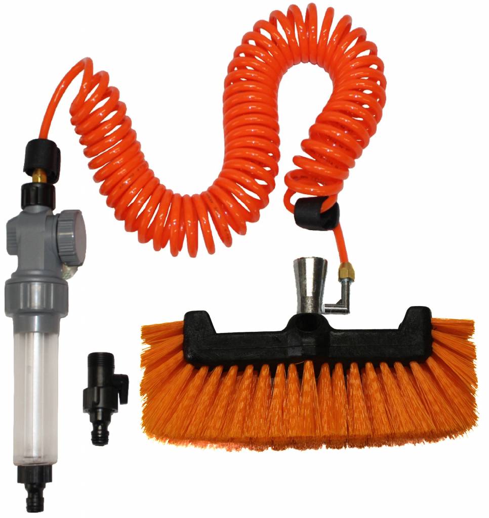 Telescoopsteel + Hydro spiraal set met Zeepdispenser en borstel harde haren driezijdig