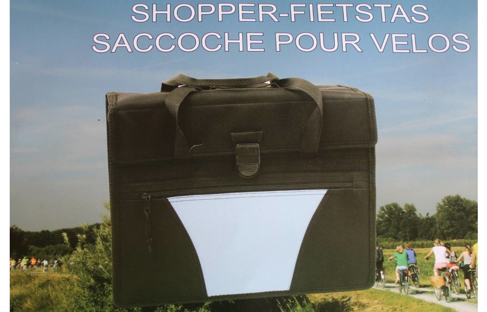 Fietstas - Shopper Zwart met reflecterende stroken Fietstas - Shopper Zwart met reflecterende stroken
