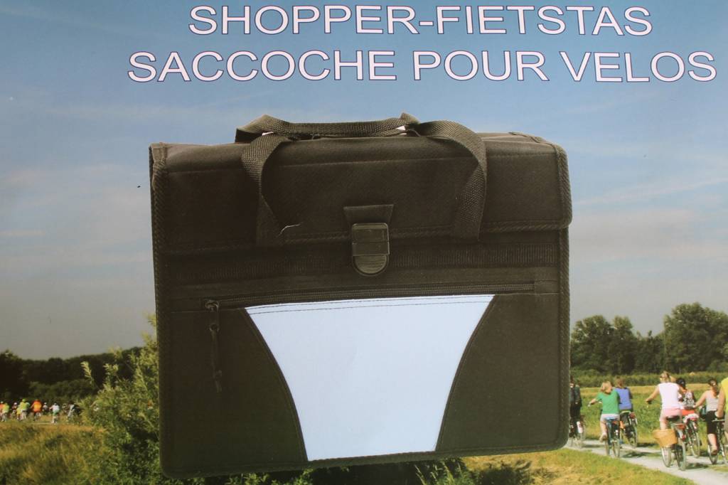 Fietstas - Shopper Zwart met reflecterende stroken
