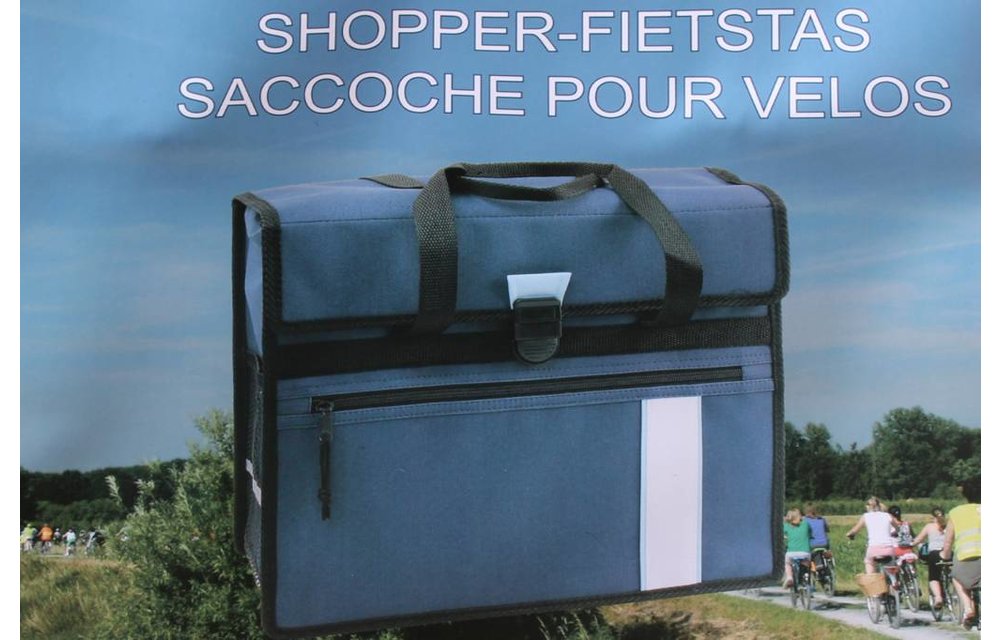 Fietstas - Shopper Blauw met reflecterende stroken Fietstas - Shopper Blauw met reflecterende stroken