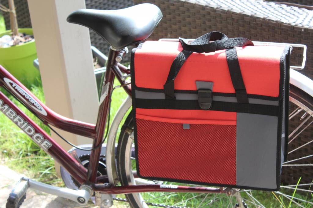 Fietstas - Shopper Rood met reflecterende stroken