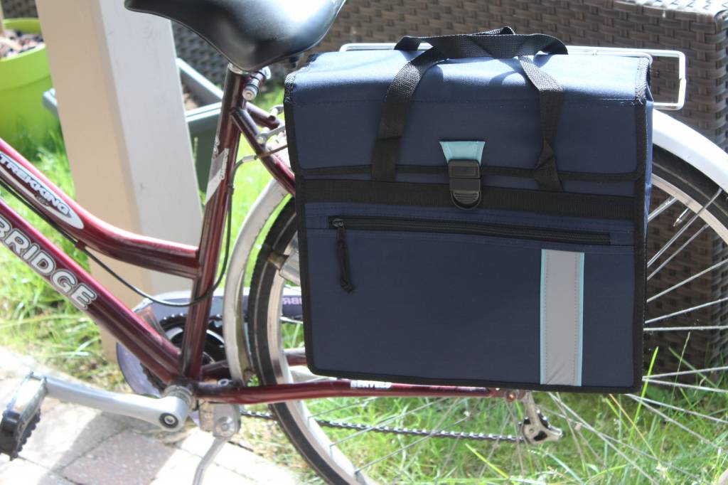 Fietstas - Shopper Blauw met reflecterende stroken