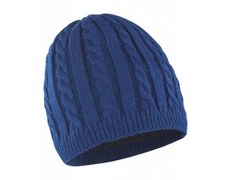 Gebreide muts met fleece blauw