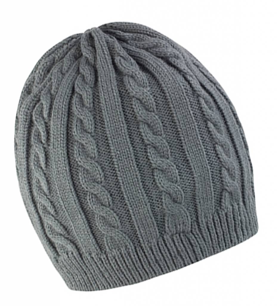 Gebreide muts met fleece grijs