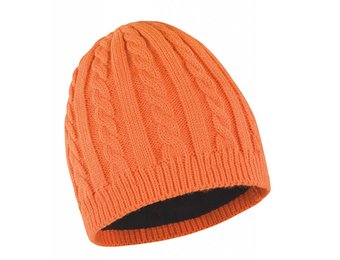 Gebreide muts met fleece oranje