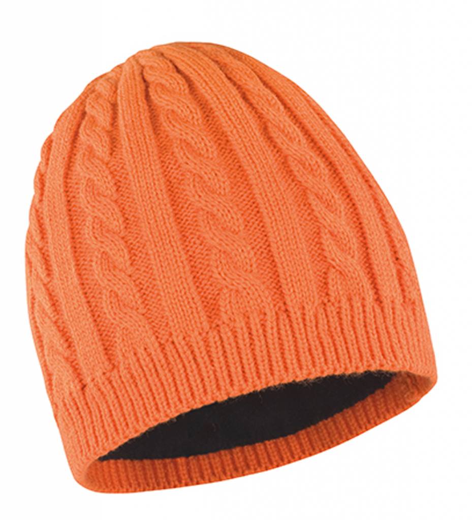 Gebreide muts met fleece oranje