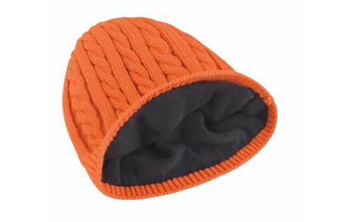 Gebreide muts met fleece oranje