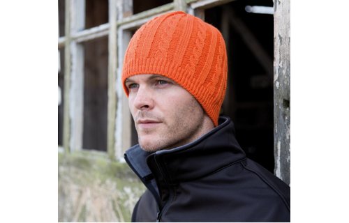 Gebreide muts met fleece oranje