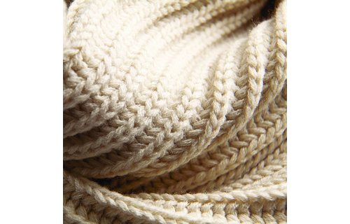 Rondgebreide sjaal Oatmeal Beige