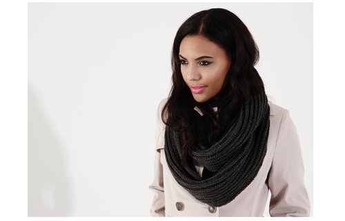 Rondgebreide sjaal Charcoal grijs