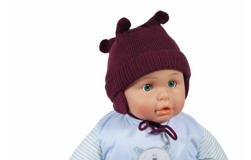 Baby muts pompons paars