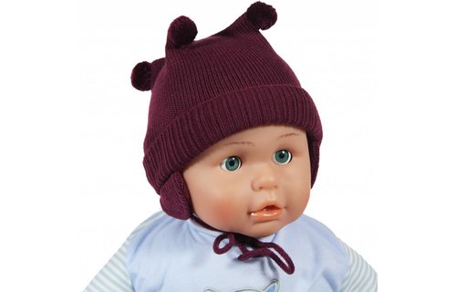 Baby muts pompons paars