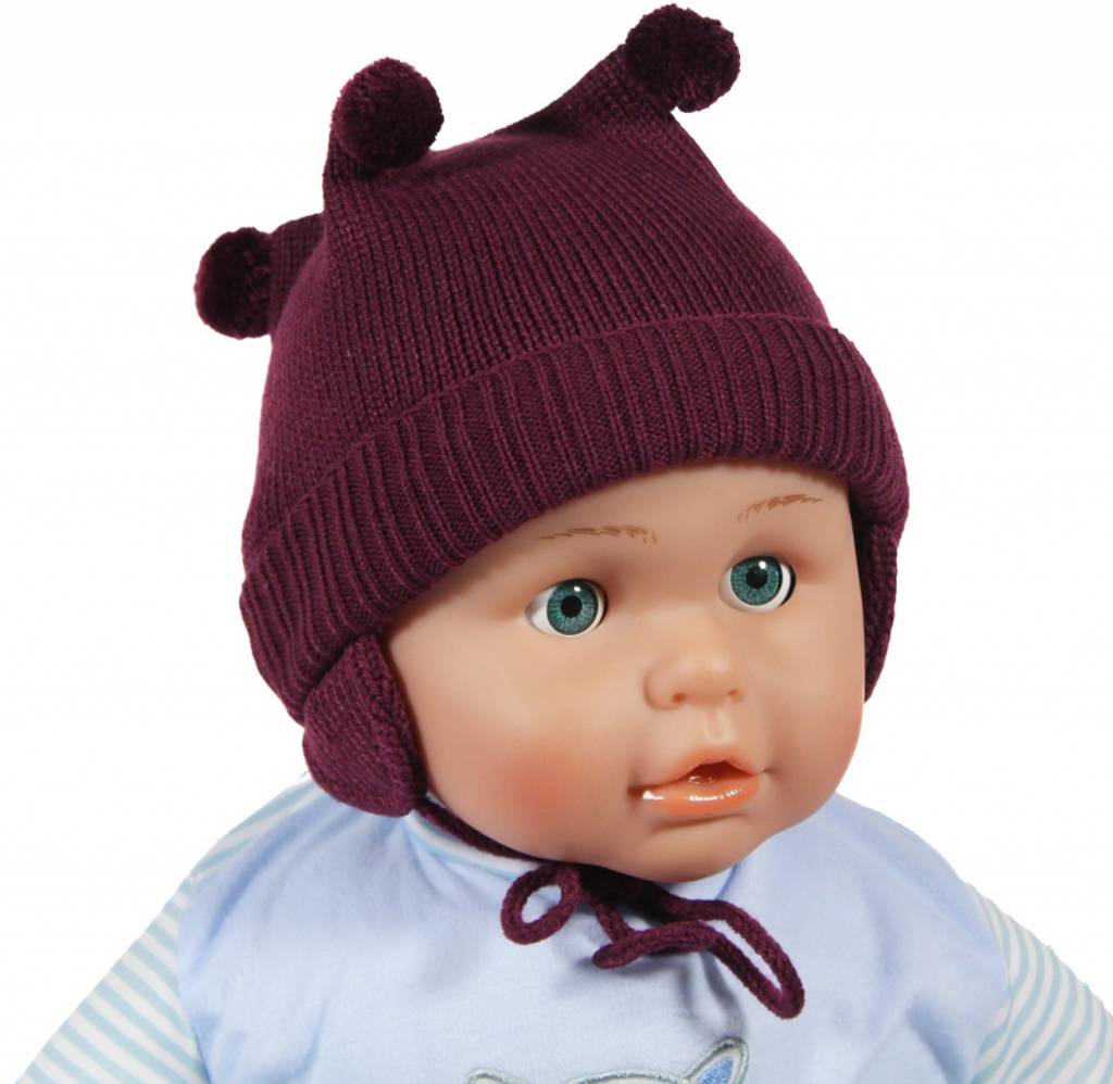 Baby muts pompons paars